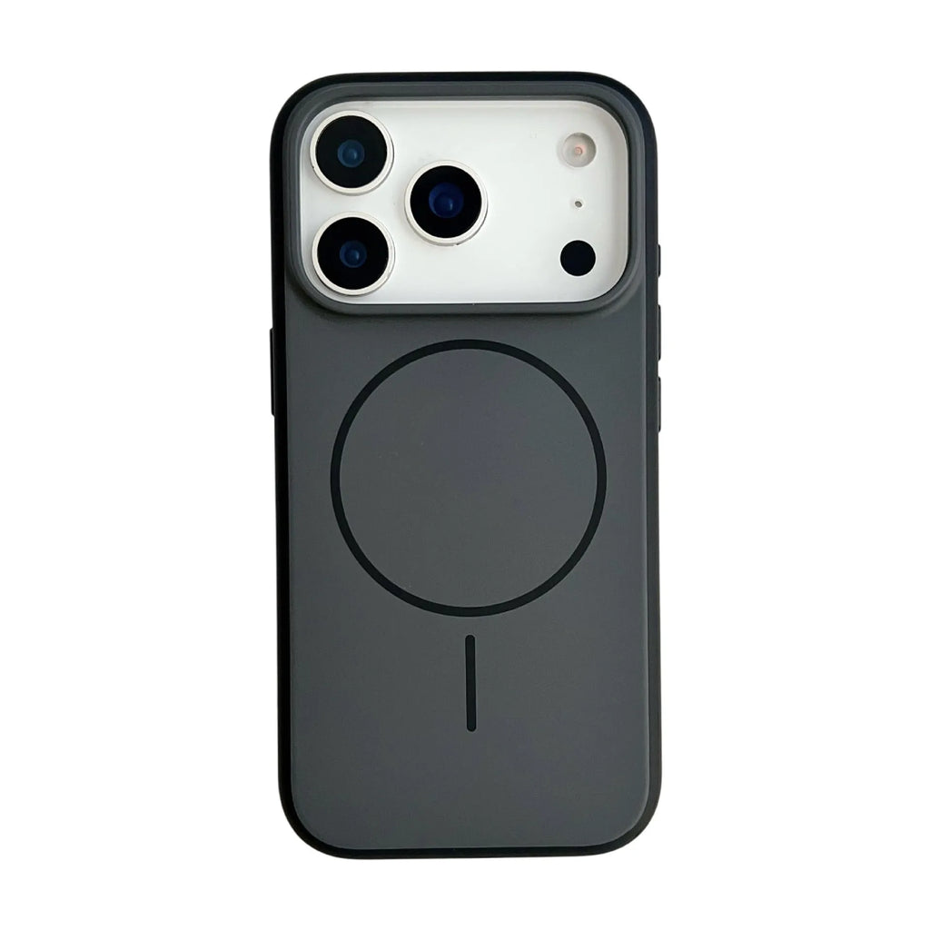 Blue frosted magnetic iPhone case with a protruding AI camera button on the side.