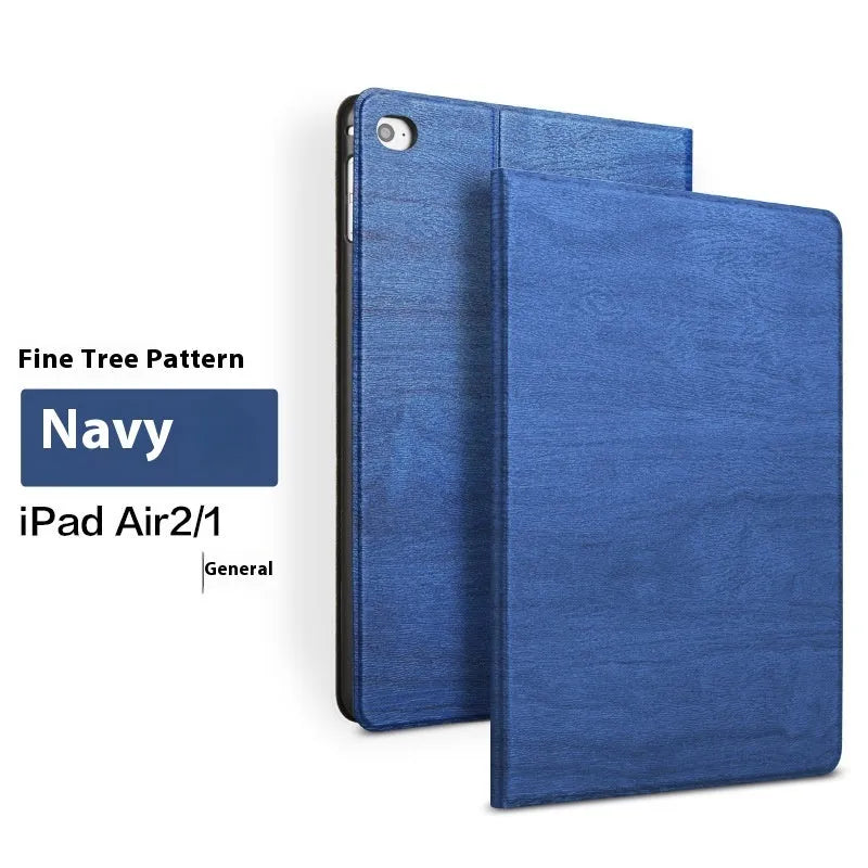 Black imitation leather protective cover for Apple iPad mounted in universal sleep bracket