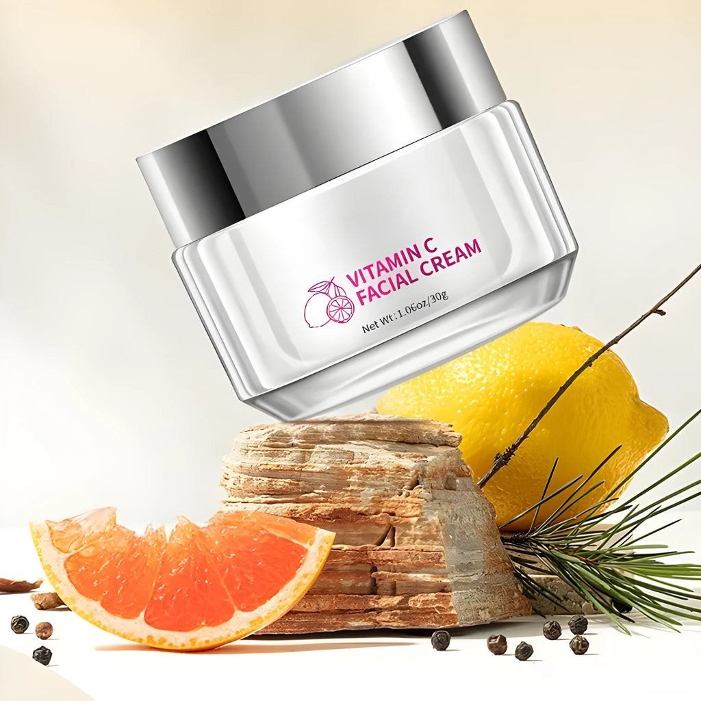 30g Vitamin C face cream in a white 6cm square jar.