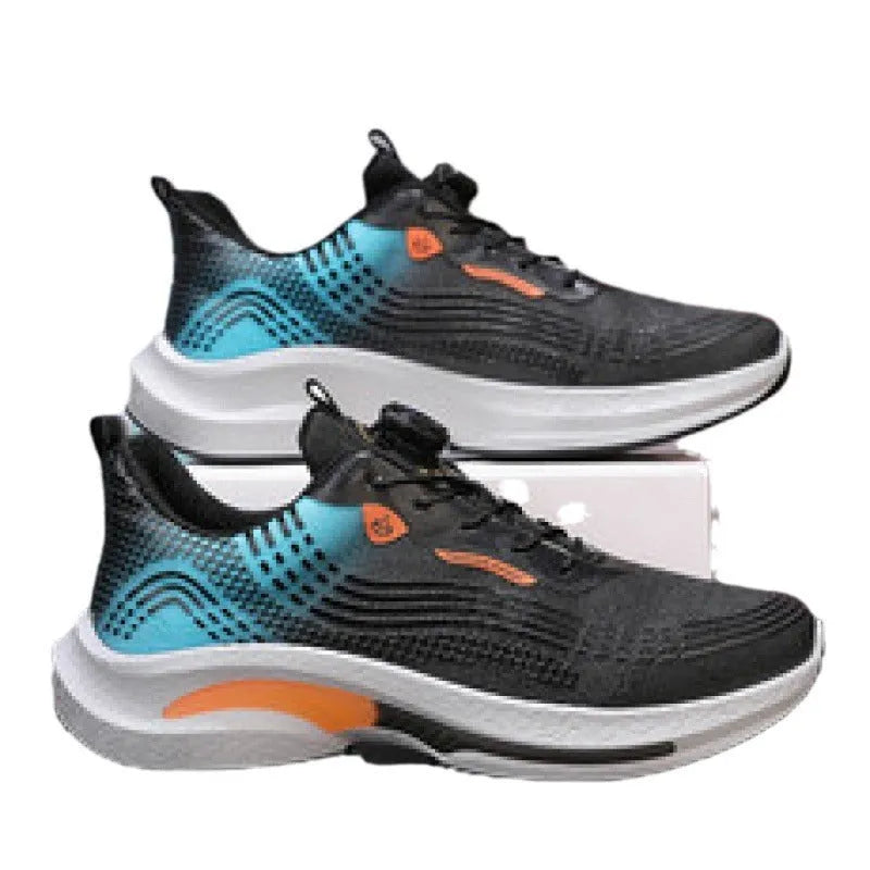 Men's low-top mesh sneaker with a rotating buckle closure on the side, shown in a two-tone colour combination.