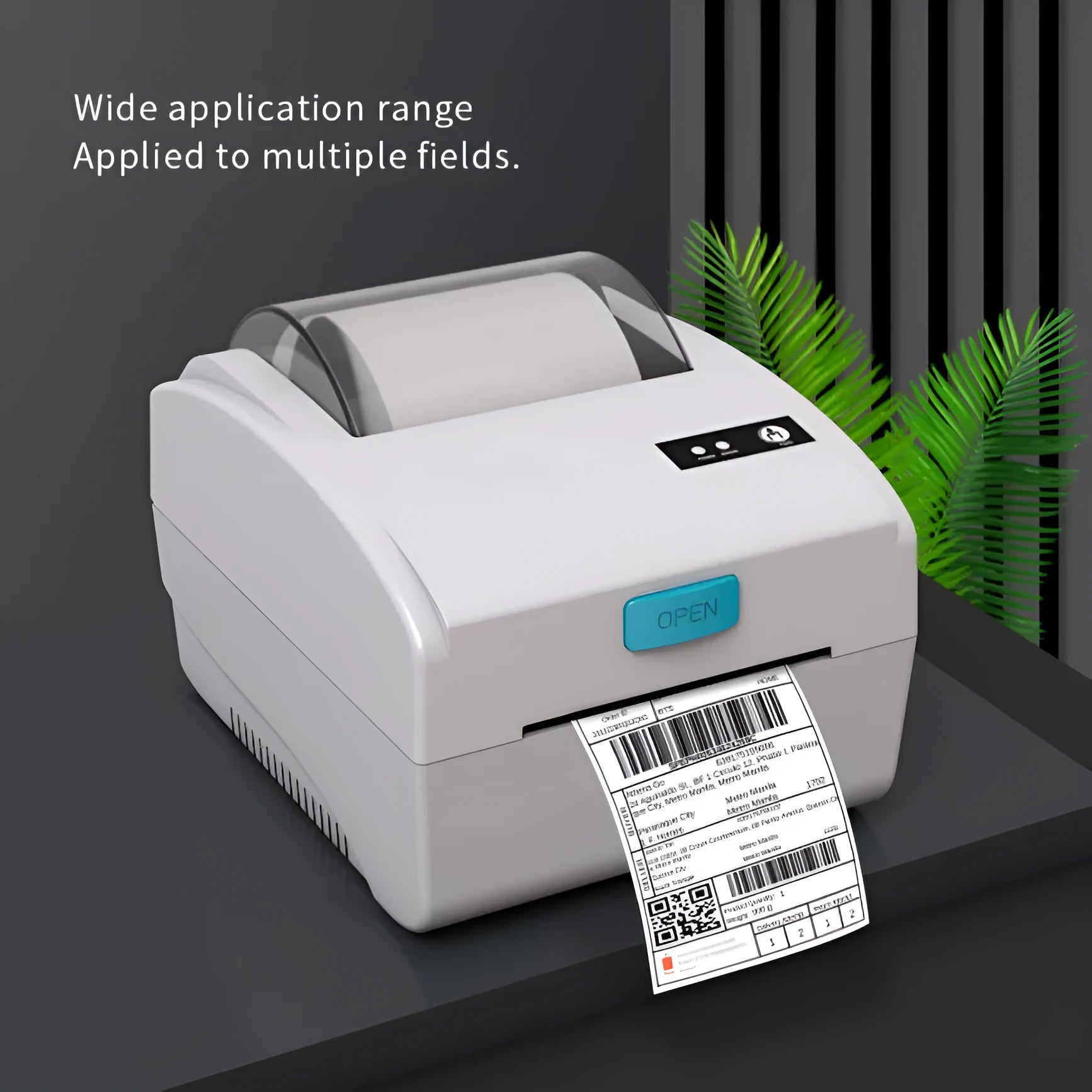 White Bluetooth thermal label printer with compact 200mm design for shipping and barcode labels