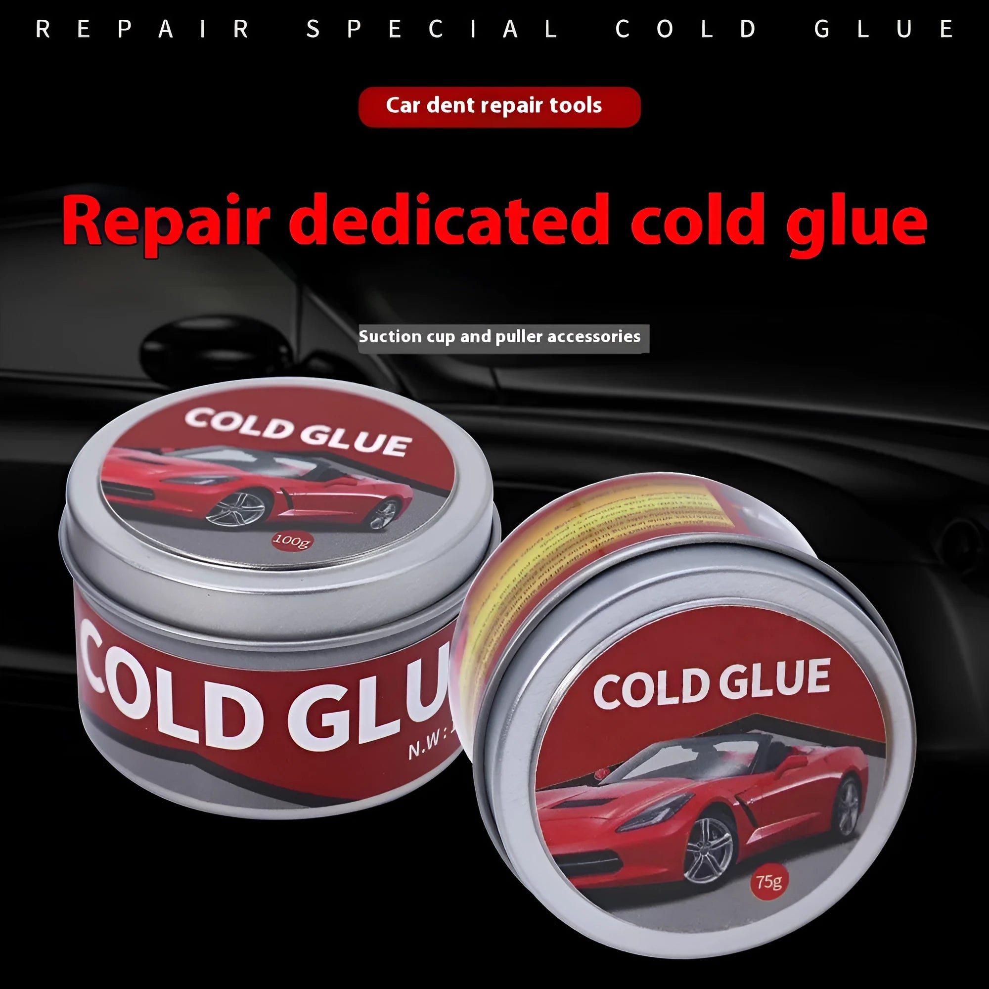 Special cold glue tube for automotive dent and depression repair