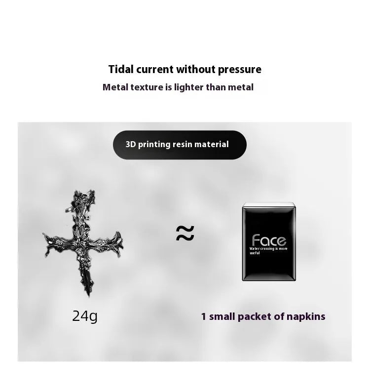 Gothic cross design resin hard case headphone cover for Apple AirPods Max in silver colour