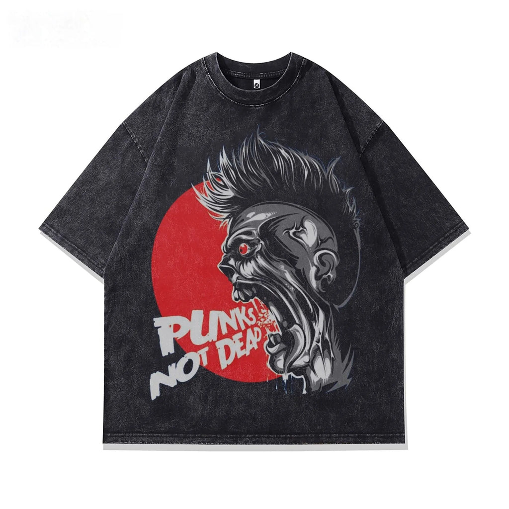 Men's short sleeve cotton pullover with character pattern print in loose fit style