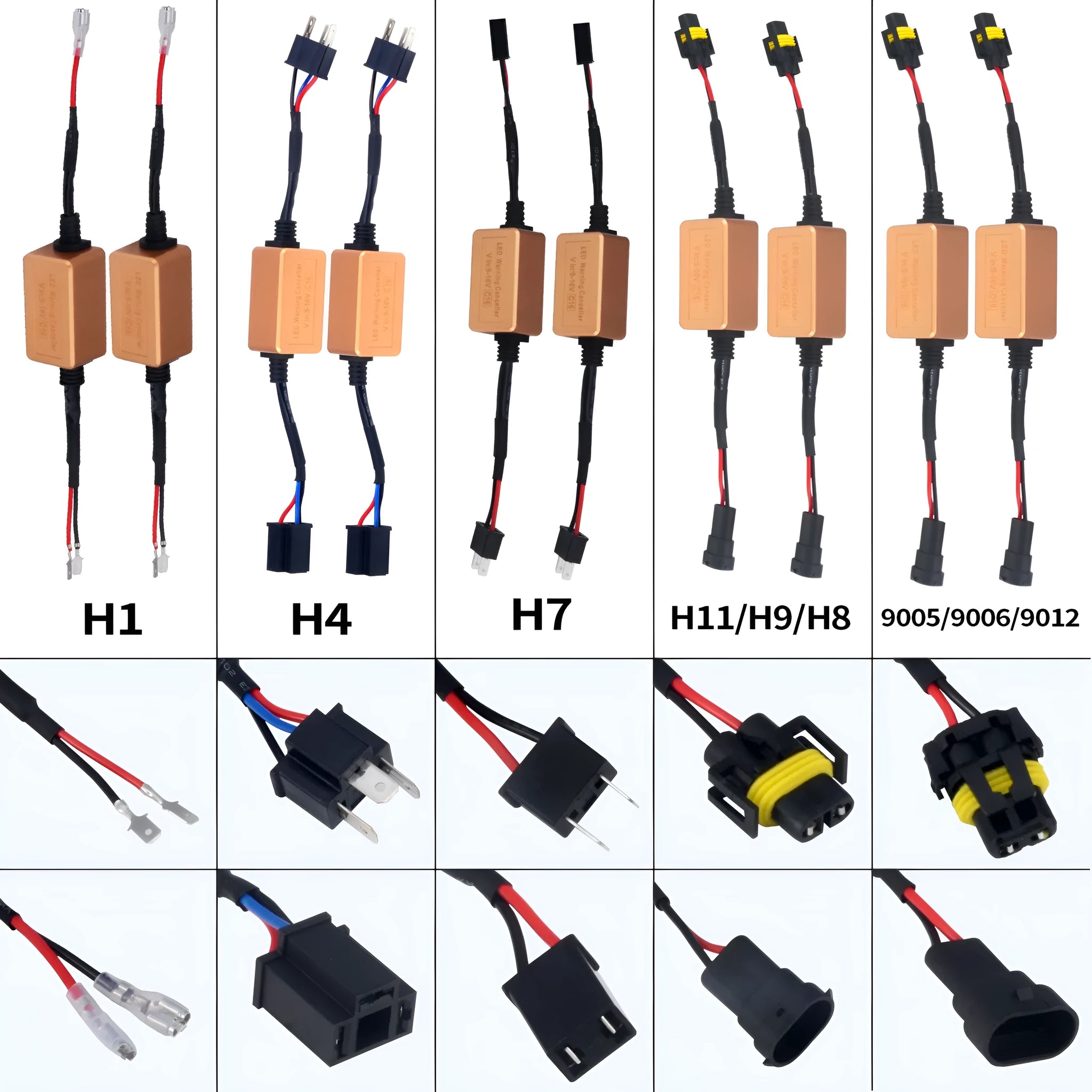 Black alloy Canbus decoder for H4 H7 H11 LED car headlights to eliminate flicker and error codes