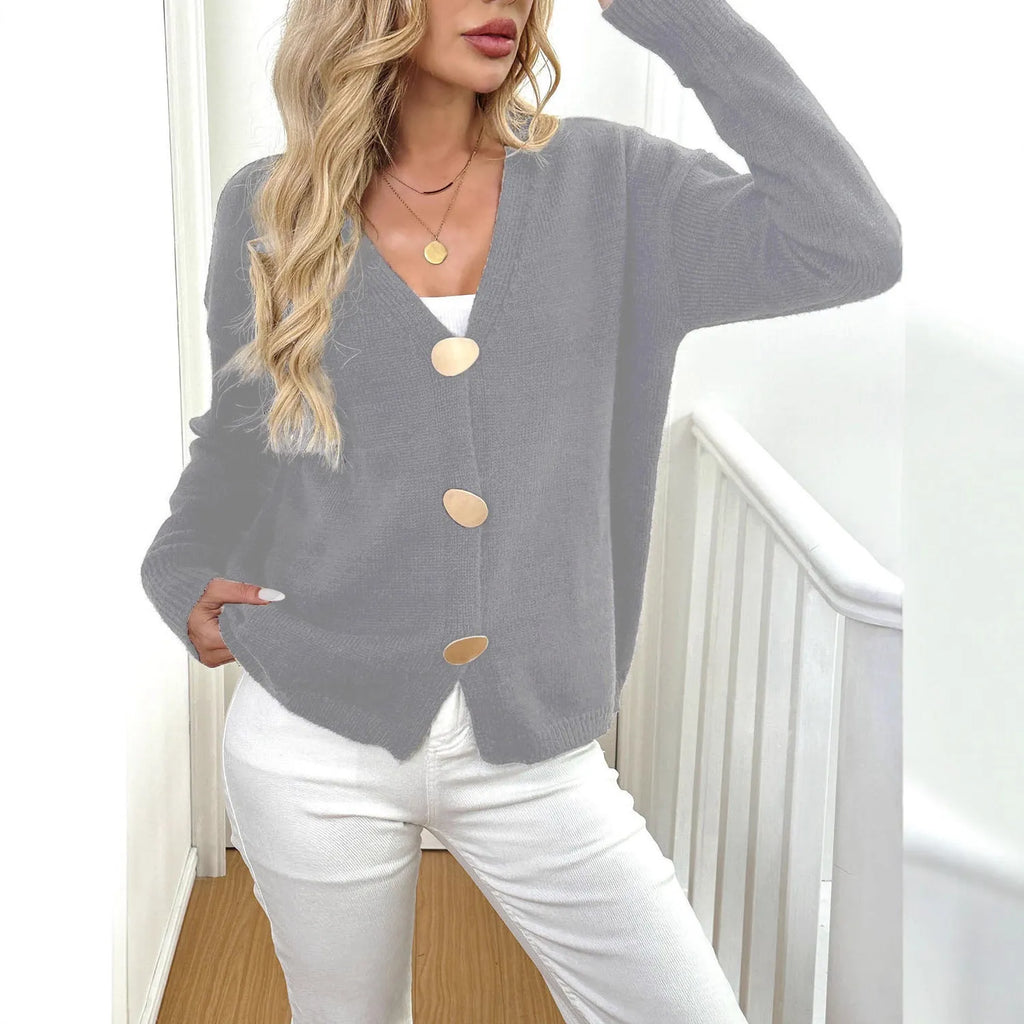 Women's deer plush long sleeve sweater coat in street hipster style with princess sleeves