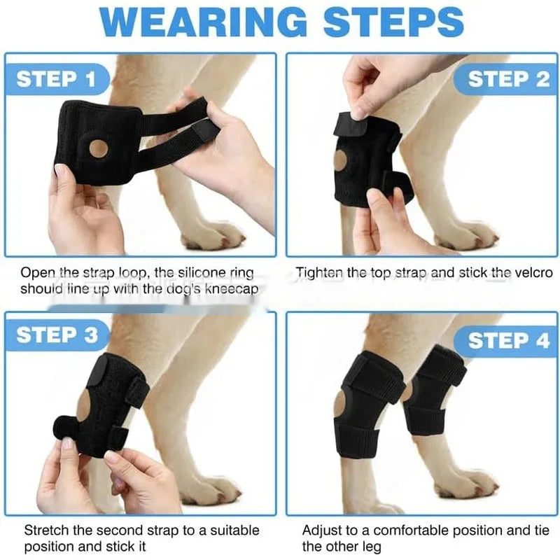 Black polyester dog leg guard for ACL tear rehabilitation and joint protection