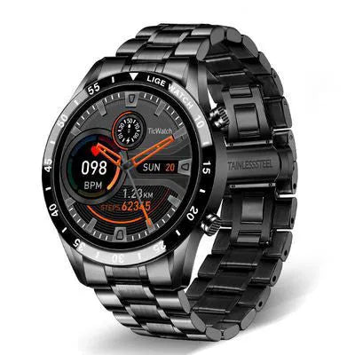Smart watch with stainless steel wristband and 1.3 inch touch screen display