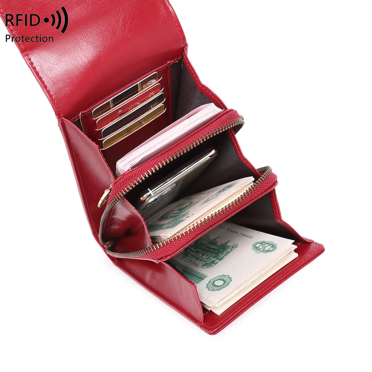 Anti-magnetic phone bag retro wax leather with stitching vertical square shape crossbody strap unisex