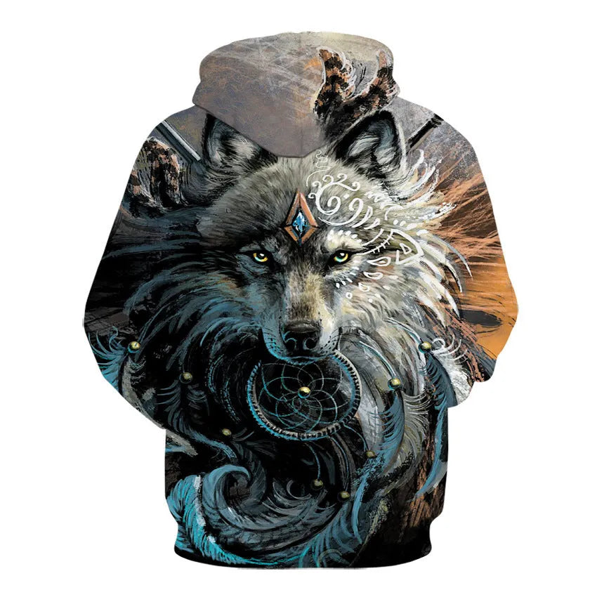 3D cartoon couple hooded pullover sweater in picture colour with graffiti print and long sleeves