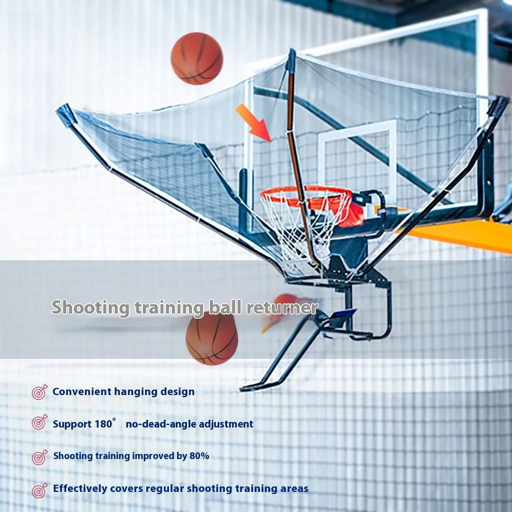 Automatic basketball training ball return device with cowhide leather and iron construction