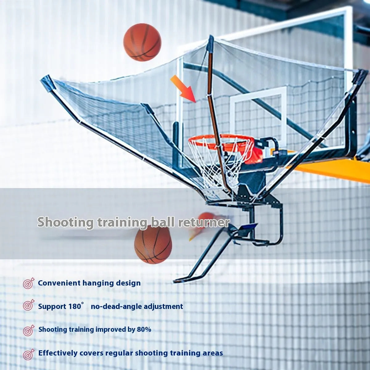 Automatic basketball training ball return device with cowhide leather and iron construction