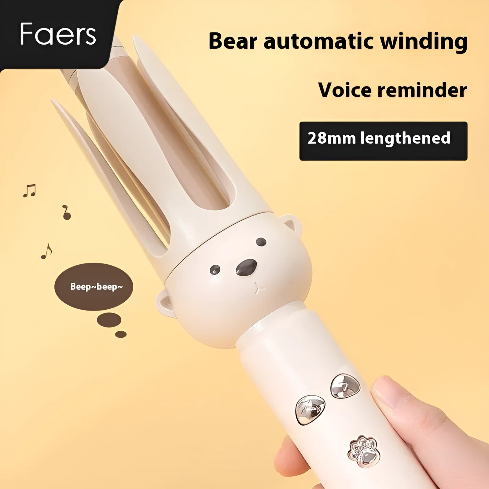 Beige anion automatic hair curler with negative ion technology and UK plug