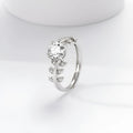 Women's adjustable copper ring leaf shape white gold colour 1 carat high-sensitivity stone index finger
