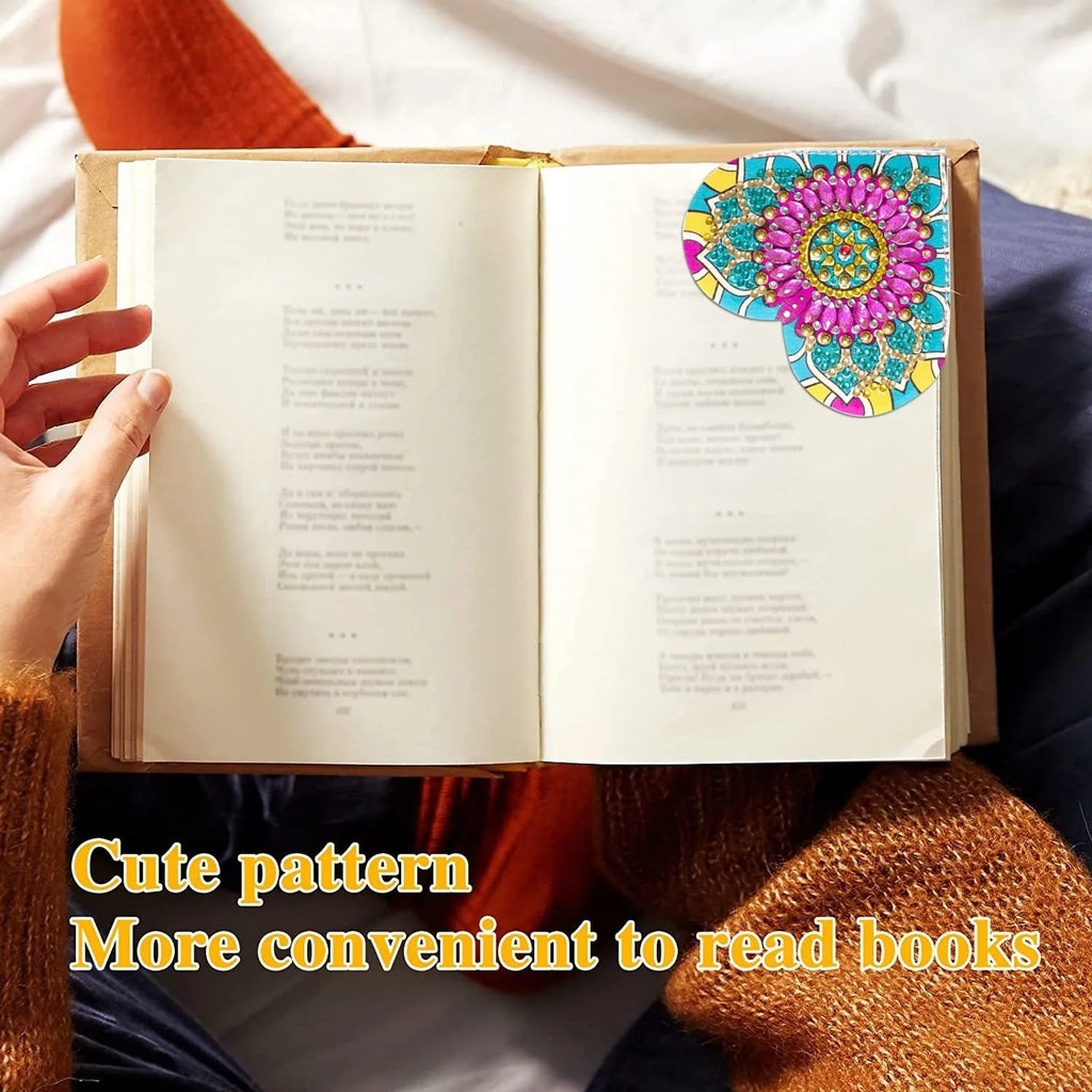 PU leather handmade bookmark set with crystal detailing and flower cornerite design in modern style