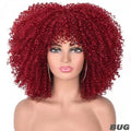 African small curly hair afro wig headgear in high temperature silk with bangs, colour 1B/30
