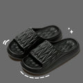 Leaf texture design EVA household slippers in various colours on a non-slip sole.