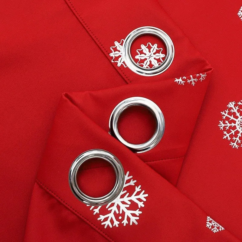 Red polyester shade cloth curtain with lace loop attachment in modern simplicity style