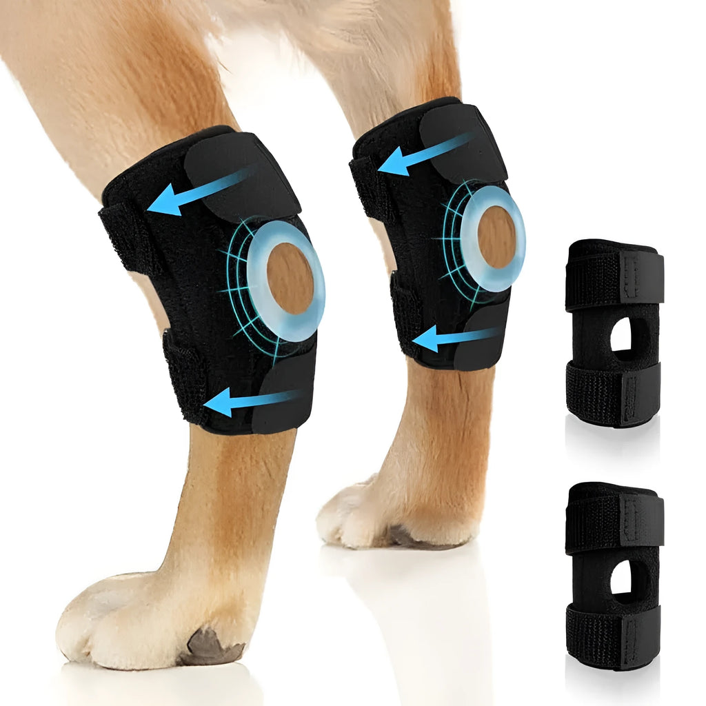 Black polyester dog leg guard for ACL tear rehabilitation and joint protection