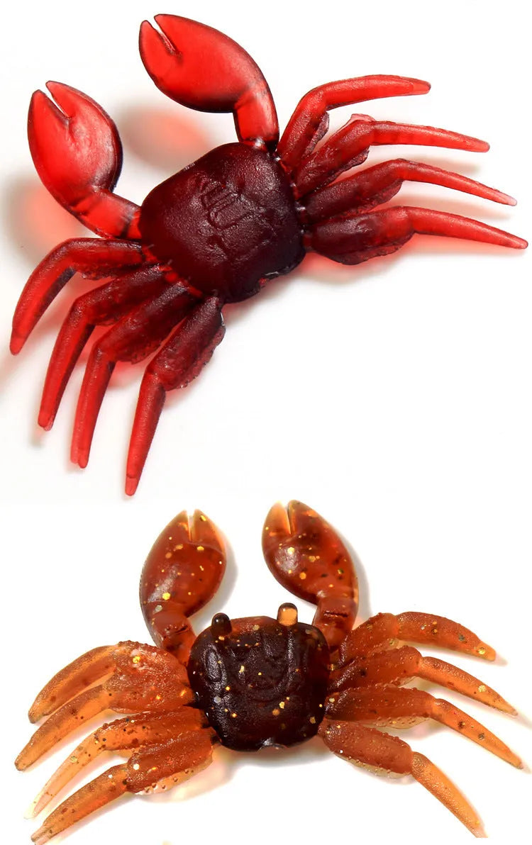 8 cm PVC software little crab fishing lure in brown and red colour options