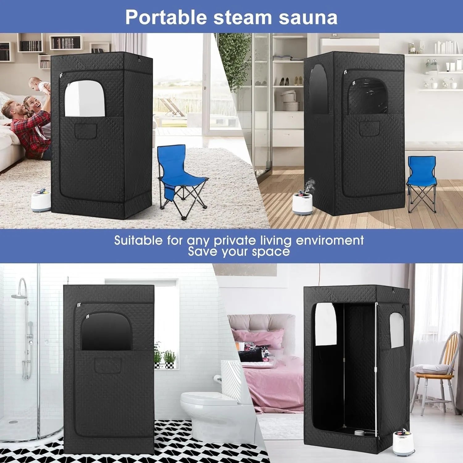Removable mobile sauna room with stainless steel thickened bracket and 180x80x80cm dimensions