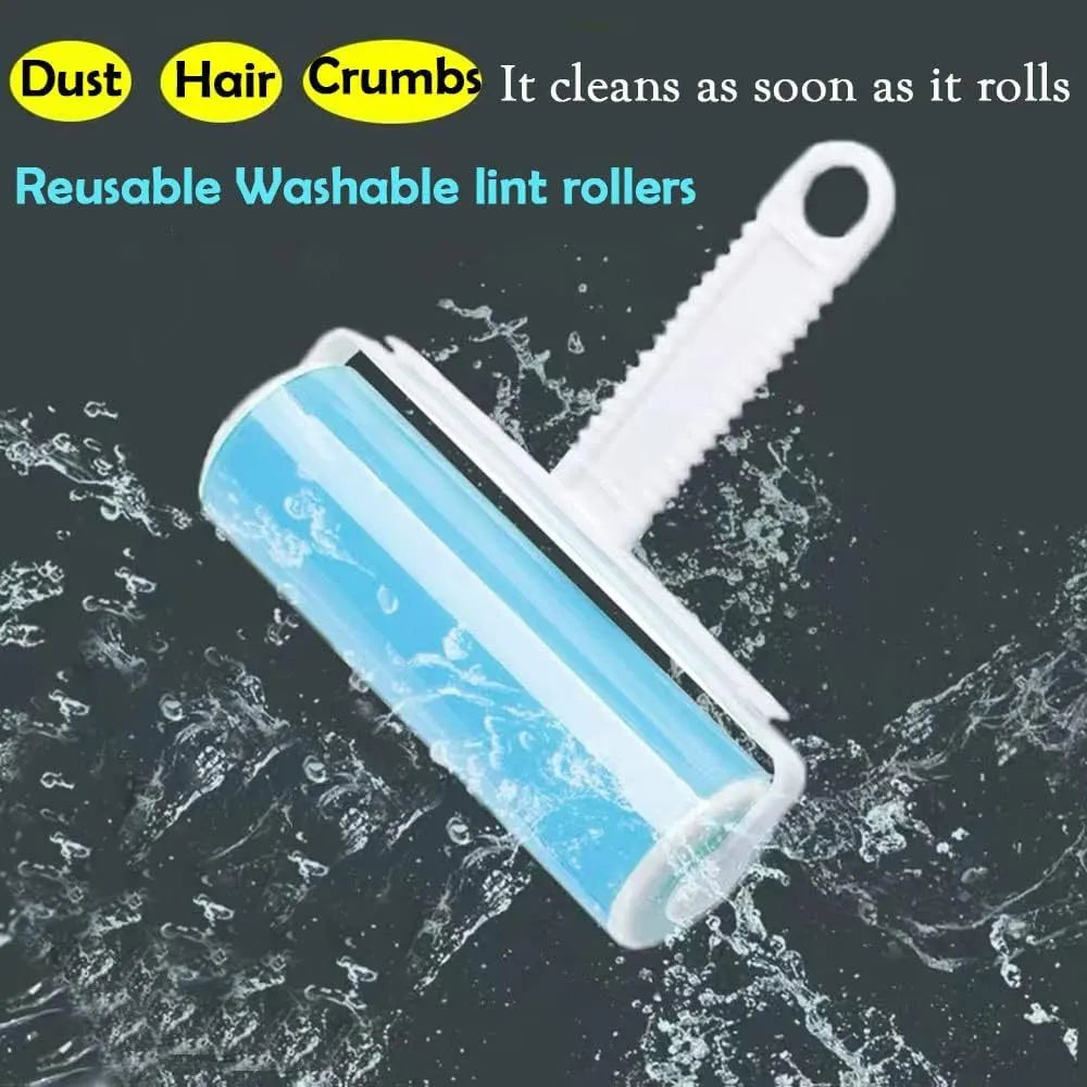 Washable reusable lint roller for pet hair removal with protective cover in multiple colours