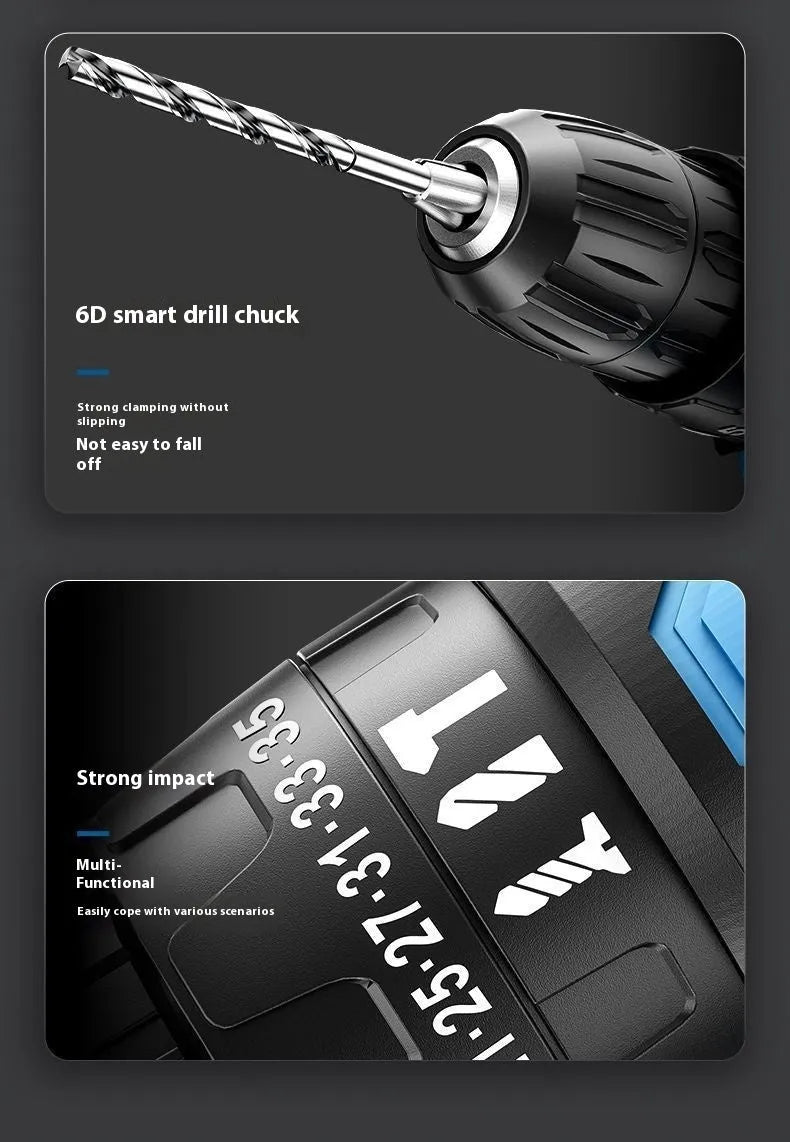 12V impact pistol drill electric screwdriver with two-speed control and pistol grip
