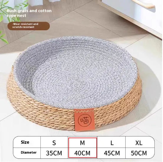 Rattan woven cat nest for small, medium, large, or extra-large cats.