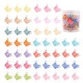 50 glitter mini butterfly hair claw clips in 14 colours on white background
