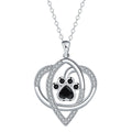 Women's necklace with dog paw footprints pendant on cross chain