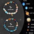 Natural stone beaded bracelet set showing twelve Chinese zodiac signs with two bracelets in gift packaging