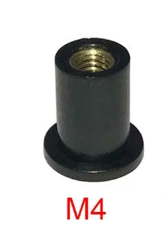 Motorcycle rubber brass nut expansion fasteners in black with M4 M5 M6 thread sizes