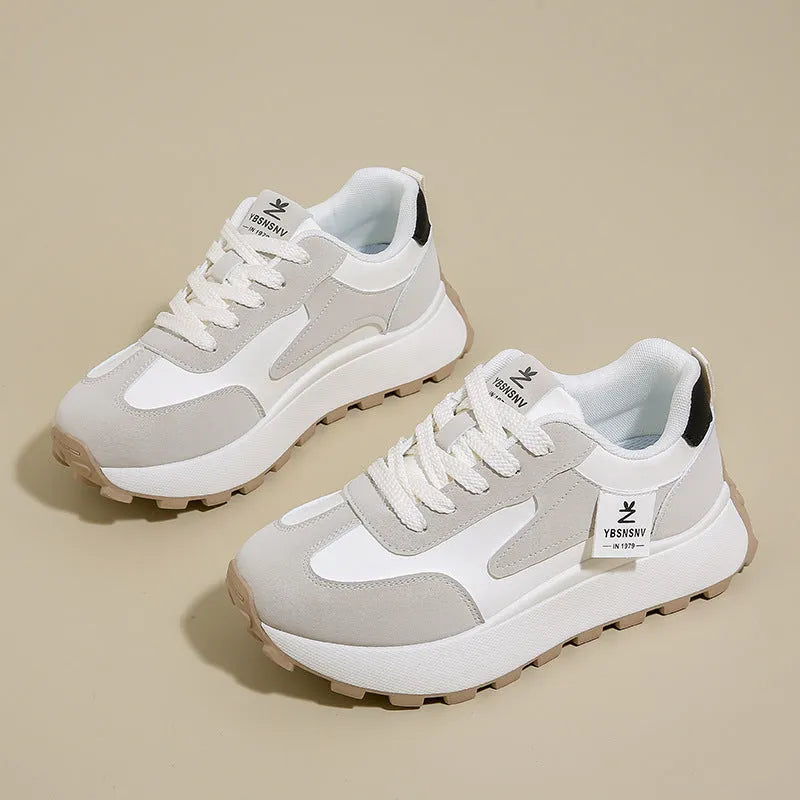 Women's casual all-matching printed sports running shoes in Card Black with rubber sole and front lace-up closure