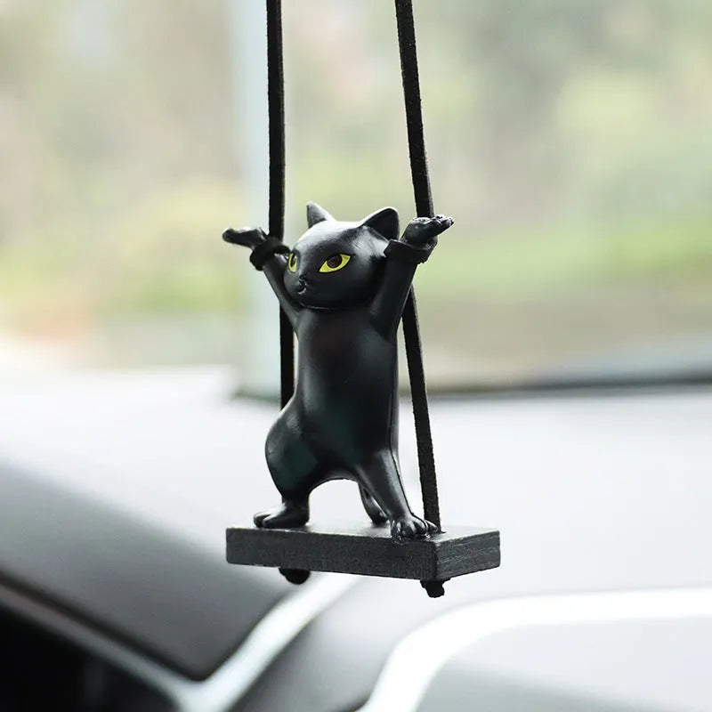 Resin cartoon cat pendant for car rear-view mirror in one of five colour options