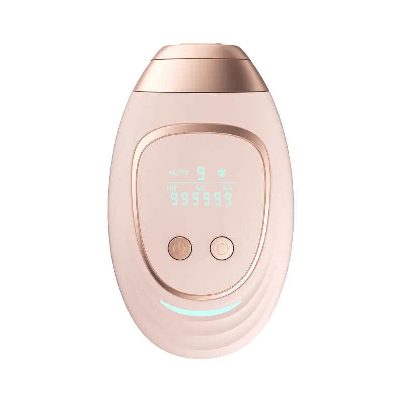 Pink and white laser hair removal device with ice-cooling technology and detachable shaver
