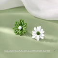Women's alloy flower earrings in blue and orange, white and green, or yellow and white colour combinations