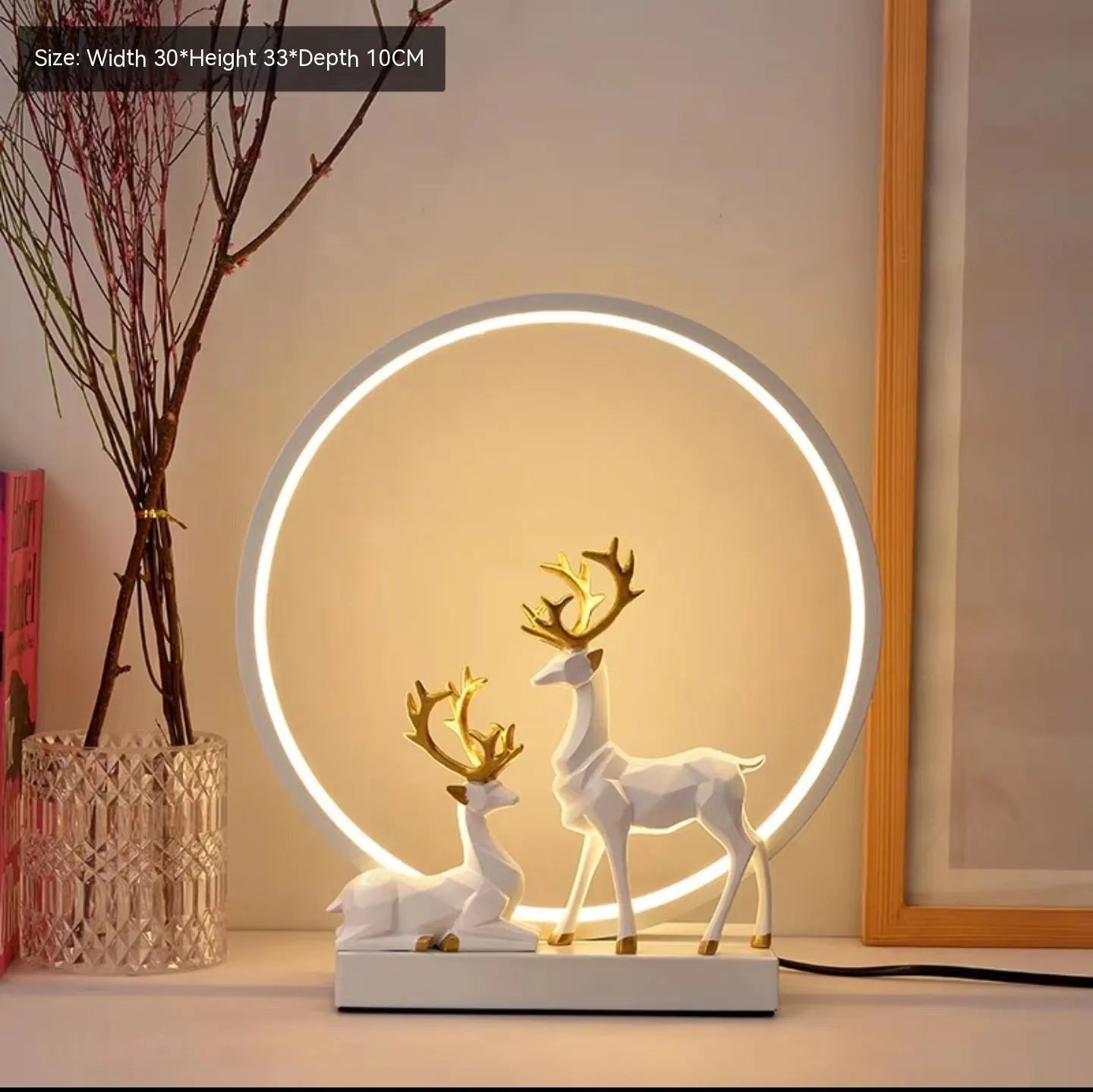 Bride dowry lamp night light with remote control, Noble Gold finish, modern simplicity style