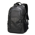 Blue plaid 18-inch casual computer backpack with curved shoulder strap on a white background.