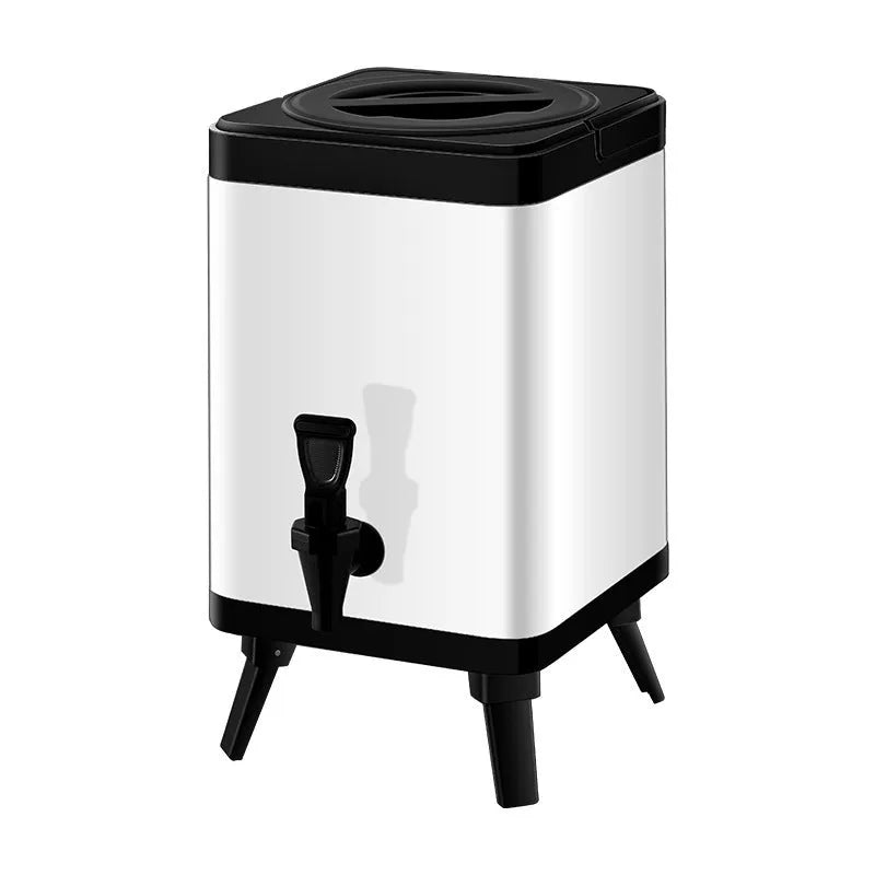 Silver stainless steel milk tea bucket with square lock and 8 litre capacity
