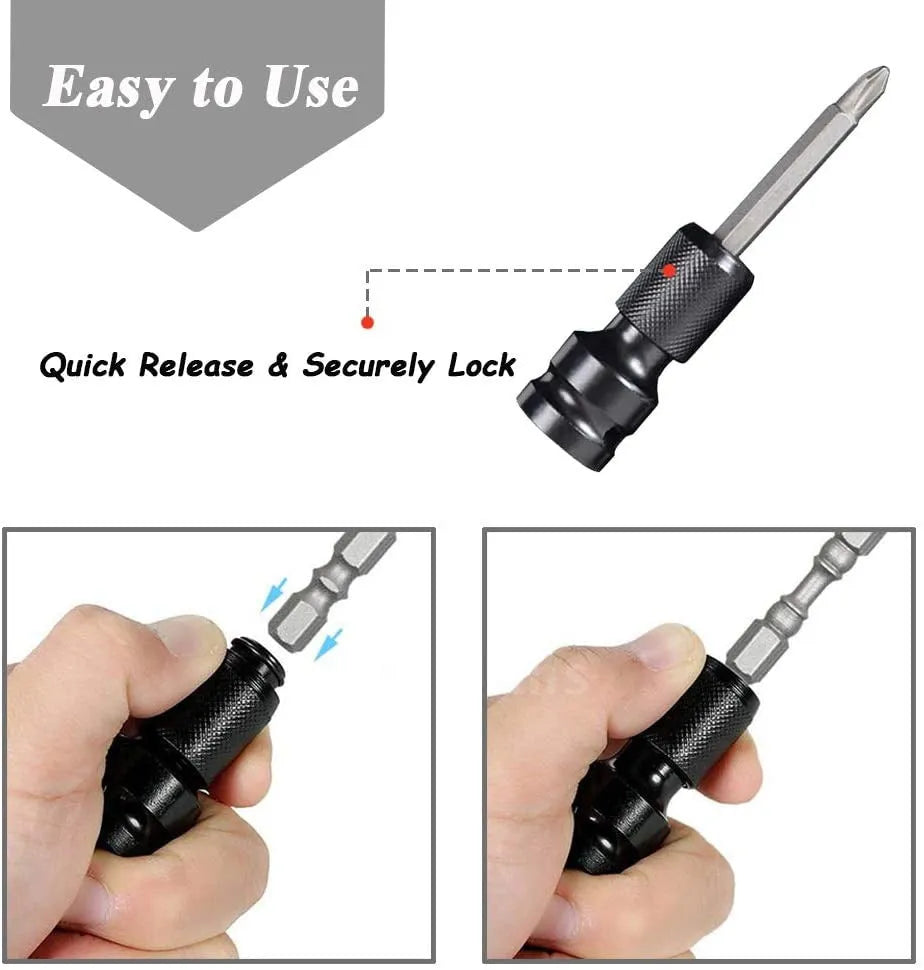 Telescopic scaling bit holder adapter for electric wrench drive conversion