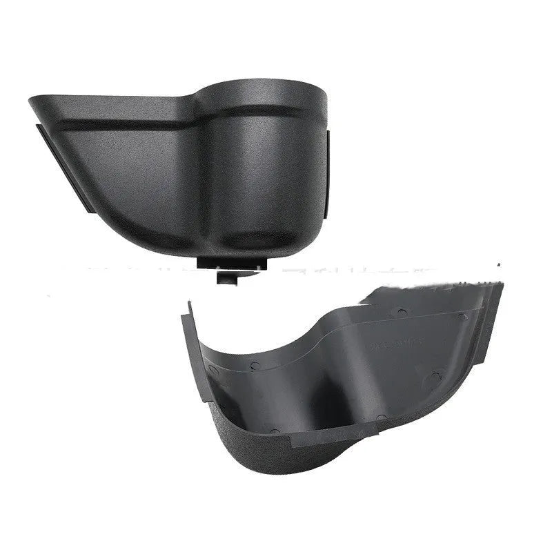 Black ABS plastic storage box mounted on a Jeep Wrangler interior door panel.