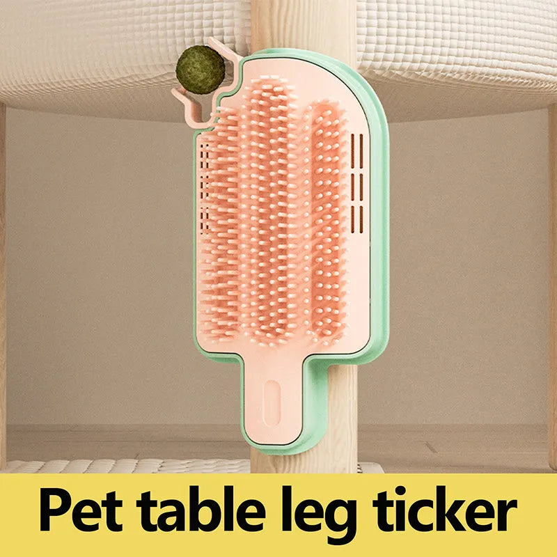 Ice cream shaped cat rubbing toy made from white PP plastic with textured surface for pet grooming