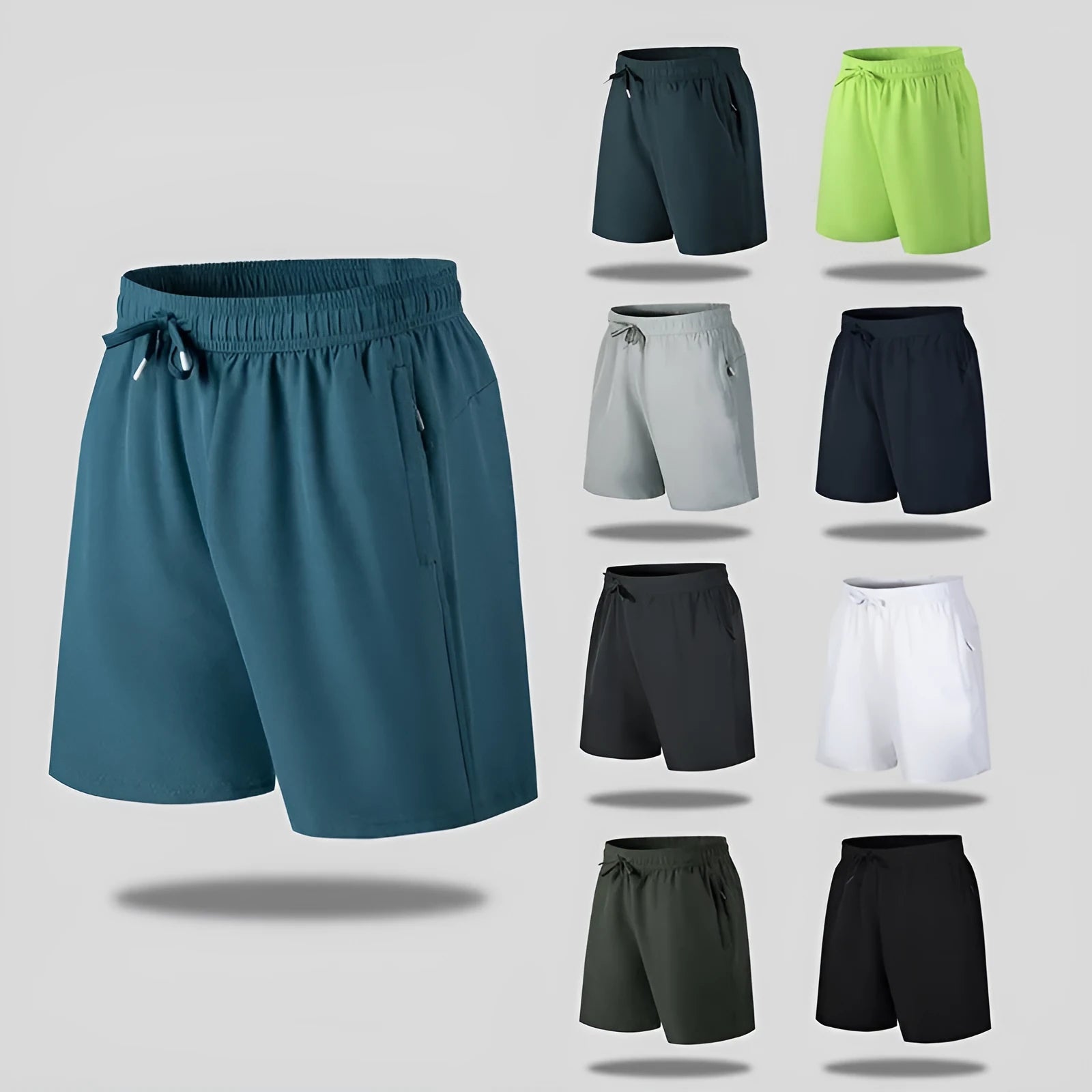 Men's loose fit quick-drying sports beach shorts in ice silk polyester fabric available in multiple colours