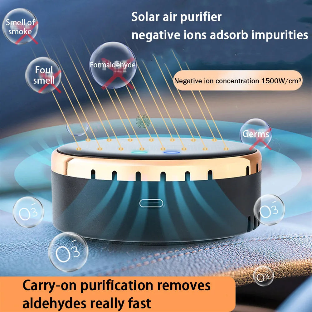 Solar-powered car air humidifier mounted on vehicle air conditioning vent