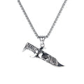 Men's silver skull necklace with stainless steel chain and alloy pendant in six design variations.