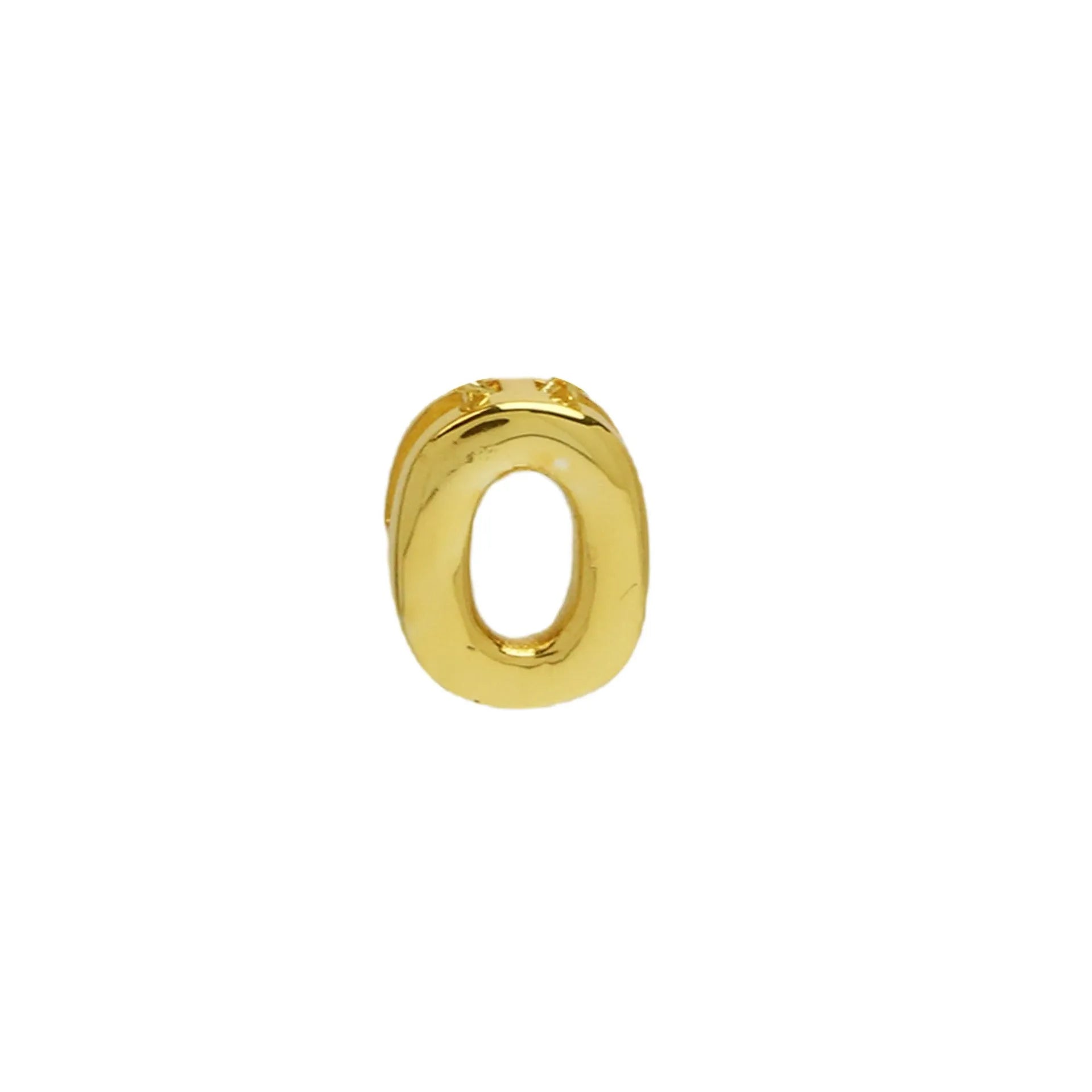 18k brass smooth surface bubble letter bracelet with pendant in gold colour on copper alloy