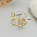 14K gold-plated copper open ring with adjustable opening and asymmetric U-shape