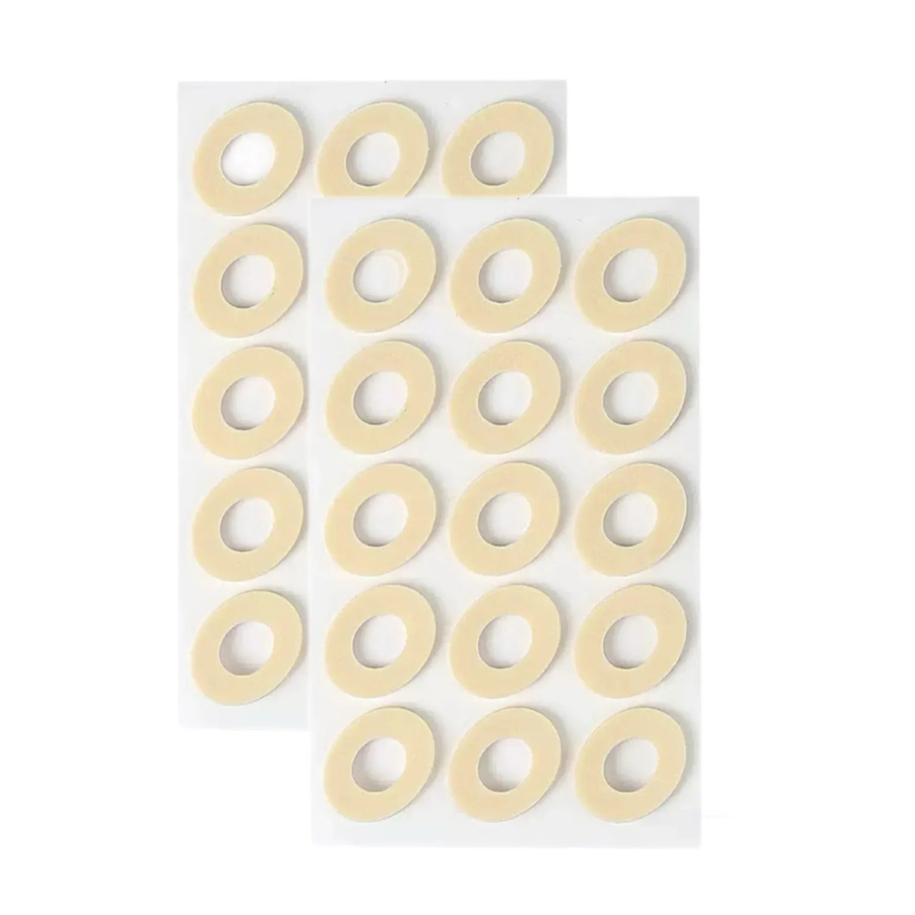 Four shapes of women's soft PU heel corn protectors: large oval, small oval, U-shaped, and circular pads.