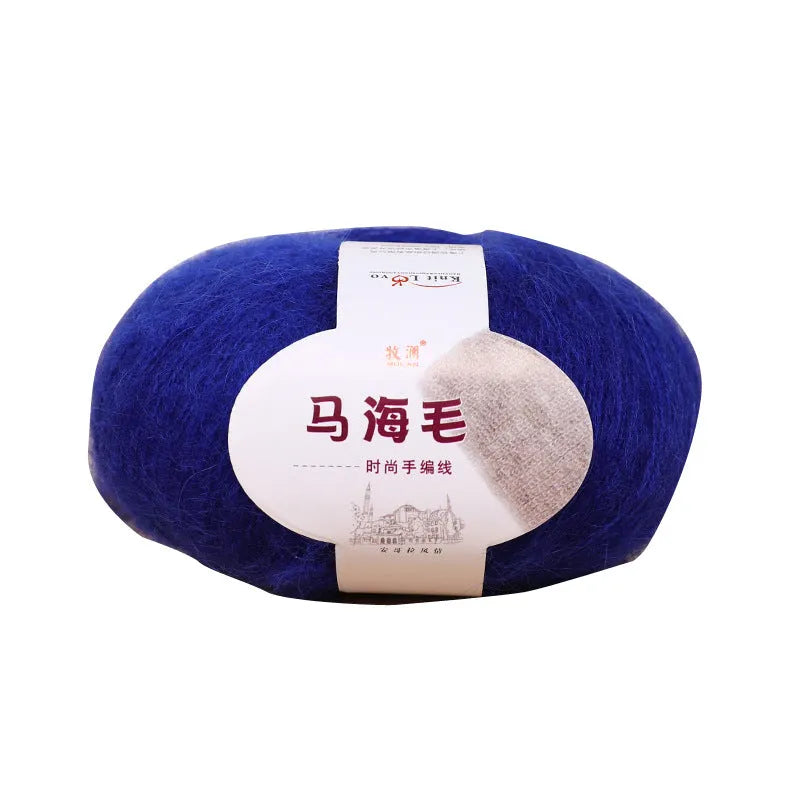 Mohair wool ball for DIY scarf knitting kit in choice of 34 colours including white, grey, red, blue, and green
