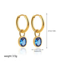 Women's copper retro oval zircon earrings showing ellipse shape in six colour variations